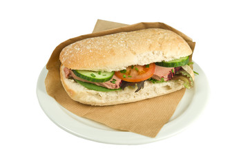 Luxury ciabatta roll roompate on a white background.