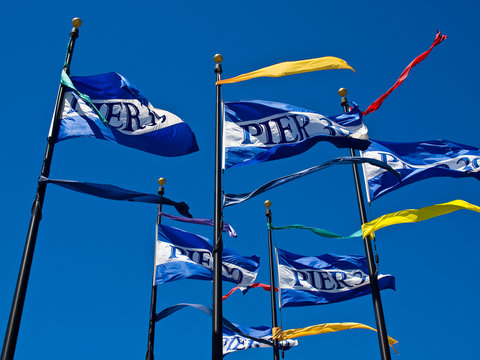 The Flags of Pier 39 in San Francisco California USA