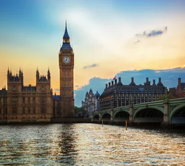 Fotobehang London, the UK. Big Ben, the Palace of Westminster at sunset © Photocreo Bednarek
