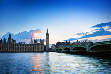 Fototapeta premium London, the UK. Big Ben, the Palace of Westminster at sunset