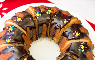Chocolate cake with chocolate icing