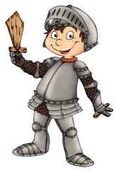 Foto op Plexiglas Ridders Ridder, jongen, kind, harnas, zwaard