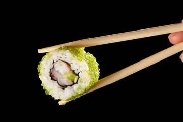 Sushi with chopsticks