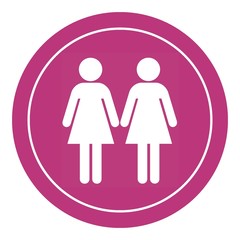 Couple de femmes dans un panneau rose