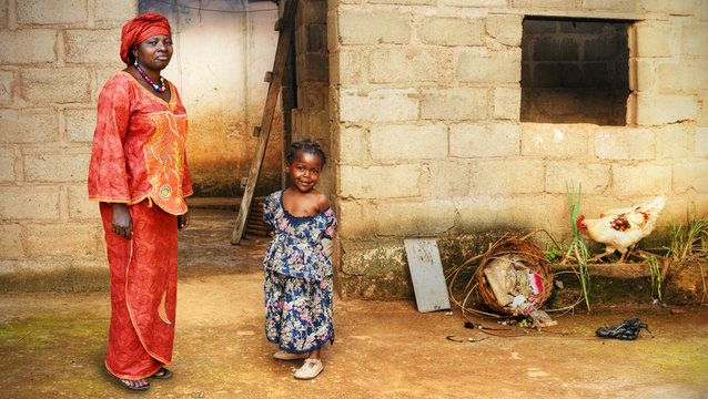 Black African little girl and mother