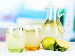Citrus lemonade in pitcher and glasses