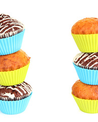 Sweet cupcakes isolated on white
