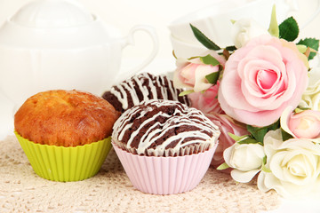 Sweet cupcakes close up