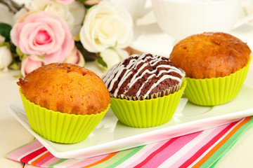 Sweet cupcakes close up
