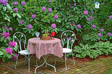 old-fashioned table in garden