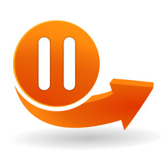 pause sur bouton web orange