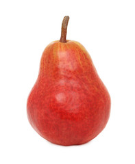 One ripe pear on white background
