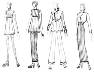 range of striped female clothing - obrazy, fototapety, plakaty