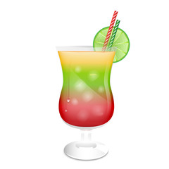 cocktail glass garnished with a slice of lime