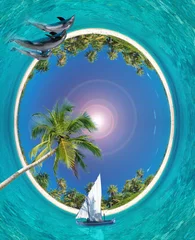 Muurstickers collage eiland © denebstar