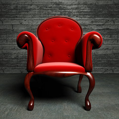 red silk  armchair