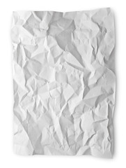 Crumpled paper isolated on white with clipping path