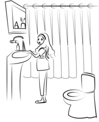 girl in bathroom vector