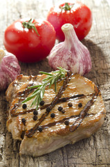 grilled pork chop with peppercorns