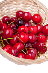Closeup on cherry in basket