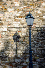 Antique iron street lamp in Budapest (Hungary).