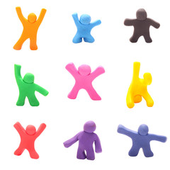 9 bunte Knetmännchen