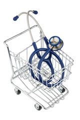 Stethoskop und Einkaufswagen