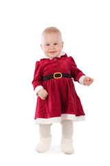 girl dressed as Santa, insulation