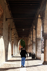 Old Man walking with stick - Mantua, Italy