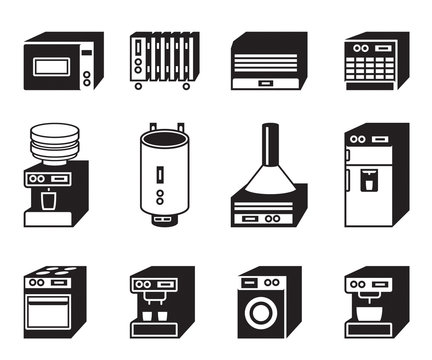 Household appliances icon set - vector illustration