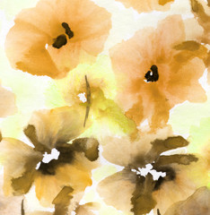 Cute floral background. Watercolor poppies - 52896565