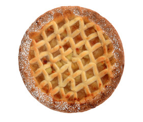 Bramley apple lattice  homemade pie isolated on white