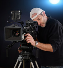 cameraman working with a cinema camera