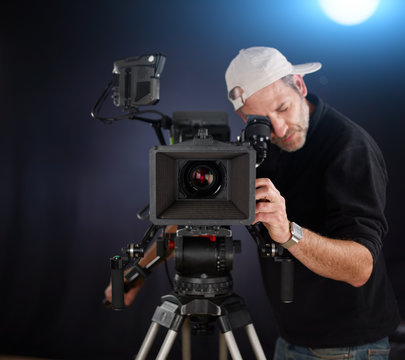 cameraman working with a cinema camera