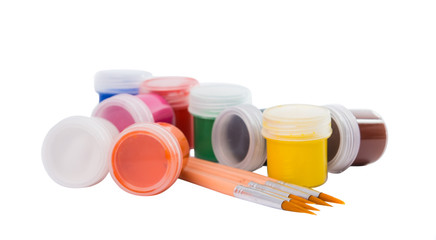 gouache of paint and brush