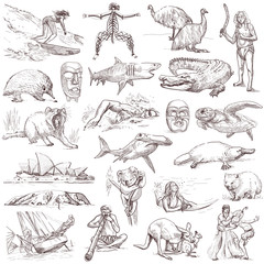 Australian collection - full sized hand drawings on white - 52898933