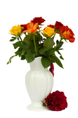 multicolored roses in vase