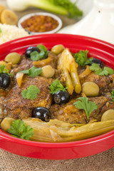 Moroccan chicken tagine with olives, preserved lemon and fennel.