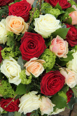 Bridal arrangement in pink, red and white