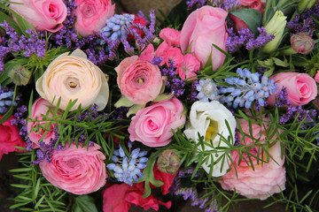 Wedding arrangement in blue and pink