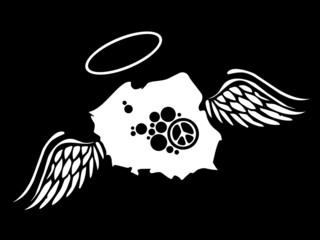 Map of Poland with wings and a halo
