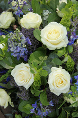 Blue White Flower arrangement for a wedding