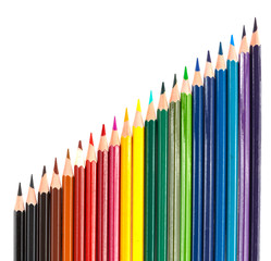 Colour pencils isolated on white background