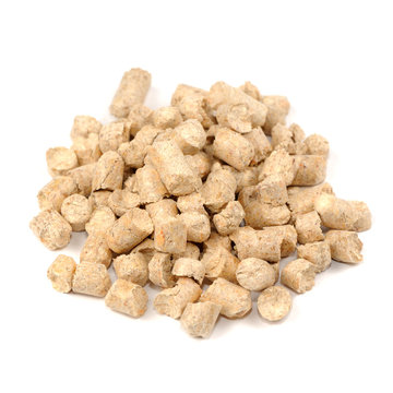 Wood Pellet (Pine) Cat Litter Isolated On White Background