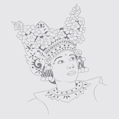 Sketch Girl Balinese Dances