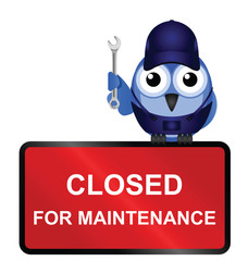Comical website closed for maintenance sign