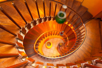 escalier bois en spirale