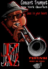 Foto op Plexiglas Muziekband Jazzposter met trompettist