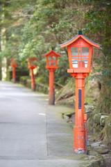 Fototapeta na wymiar red lamp in the japanese garden
