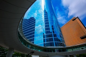 Poster Houston downtown skyscrapers disctict blue sky mirror © lunamarina